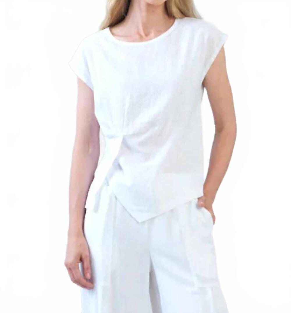 NEW CLARA SUNWOO cap sleeve stitch overlay top in white